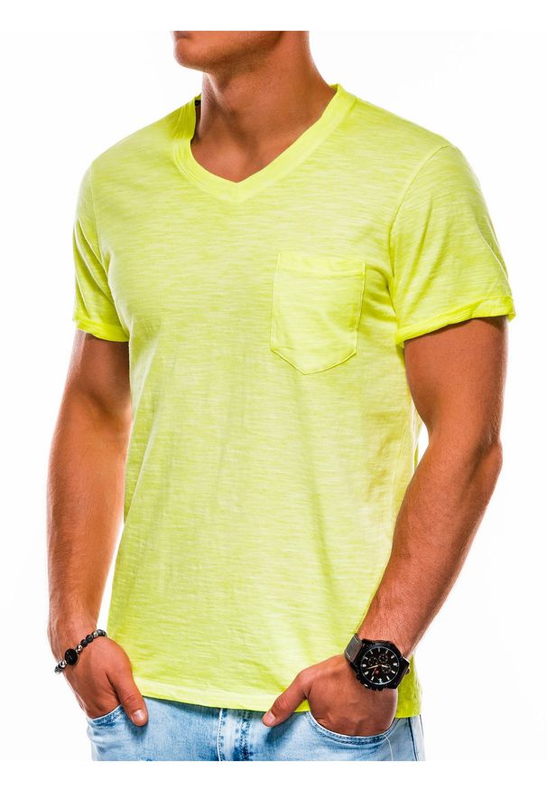 Żółty t-shirt Ombre Clothing
