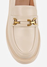 Born2be - Beżowe Klasyczne Mokasyny VICES z Elegancką Aplikacją i Skórzaną Wkładką Anatope. Okazja: na co dzień, na spotkanie biznesowe, do pracy. Kolor: beżowy. Materiał: skóra. Wzór: aplikacja. Styl: elegancki, klasyczny #8