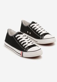Born2be - Czarno-Białe Trampki z Niską Cholewką Lileva. Okazja: na co dzień. Wysokość cholewki: przed kostkę. Kolor: czarny. Materiał: jeans. Szerokość cholewki: normalna. Styl: casual #4