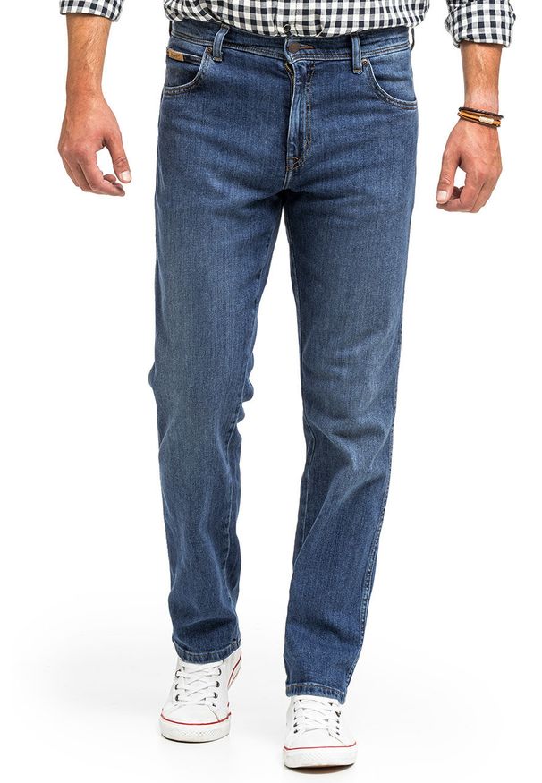Wrangler - WRANGLER TEXAS MĘSKIE SPODNIE JEANSOWE THE MOMENT AUTHENTIC STRAIGHT W121OCR25 112319229. Okazja: na spotkanie biznesowe. Styl: biznesowy, elegancki