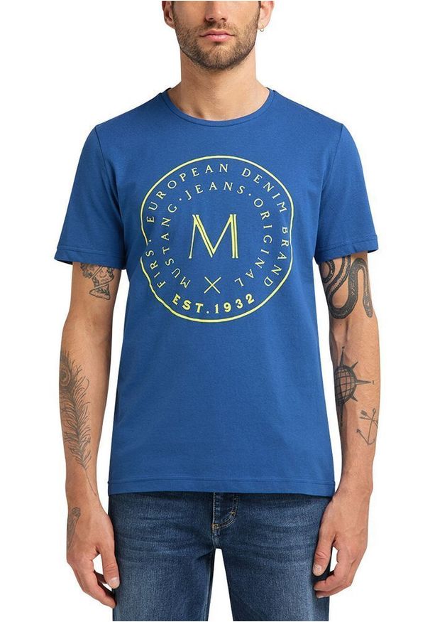 Mustang - T-SHIRT MĘSKI MUSTANG Alex C Print LIMOGES 1009020 5235. Wzór: nadruk
