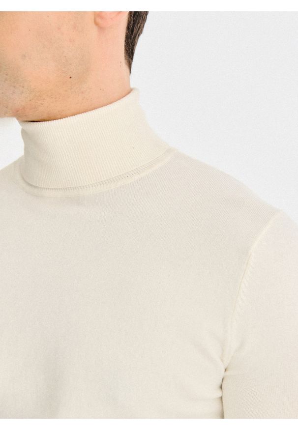 Pako Lorente - PAKO LORENTE - Biały gładki golf męski. Typ kołnierza: golf. Kolor: niebieski, biały, czarny, zielony. Materiał: poliamid, bawełna, elastan. Wzór: gładki. Sezon: jesień