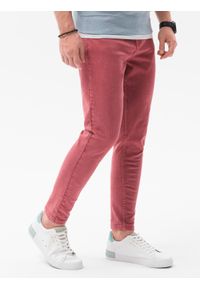 Ombre Clothing - Spodnie męskie jeansowe o kroju SLIM FIT P1058 - czerwone - XXL. Okazja: na co dzień. Kolor: czerwony. Materiał: jeans. Wzór: gładki. Styl: sportowy, casual, elegancki #4