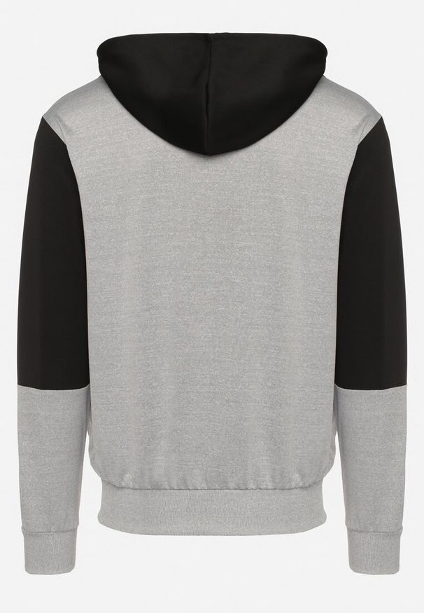 Born2be - Czarno-Szara Bluza z Kapturem i Kieszeniami na Suwaki Amelobria. Okazja: na co dzień. Typ kołnierza: kaptur. Kolor: czarny. Materiał: jeans. Styl: casual, klasyczny