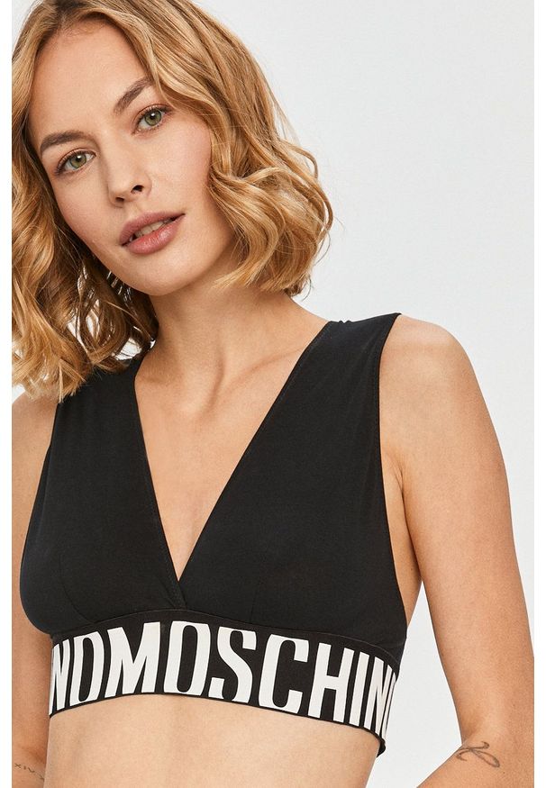 Moschino Underwear - Biustonosz. Kolor: czarny. Materiał: dzianina. Rodzaj stanika: odpinane ramiączka