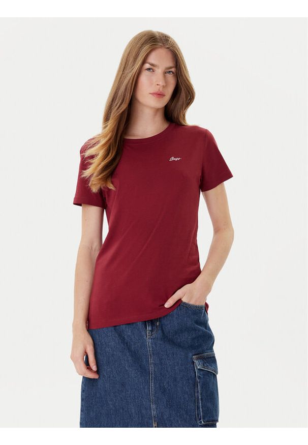 BOSS Kurtka skórzana C_Sadora 50543026 Bordowy Regular Fit. Kolor: czerwony. Materiał: skóra
