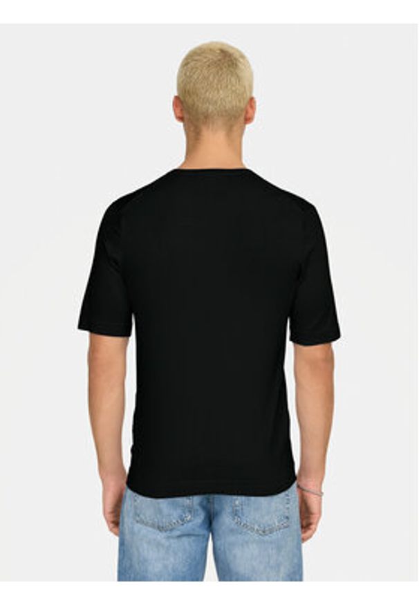 Only & Sons T-Shirt Wyler 22022928 Czarny Regular Fit. Kolor: czarny. Materiał: wiskoza