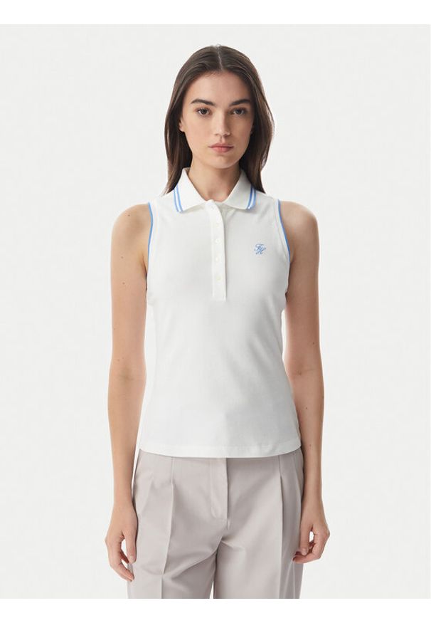 TOMMY HILFIGER - Tommy Hilfiger Polo 1985 WW0WW49561 Biały Slim Fit. Typ kołnierza: polo. Kolor: biały. Materiał: bawełna