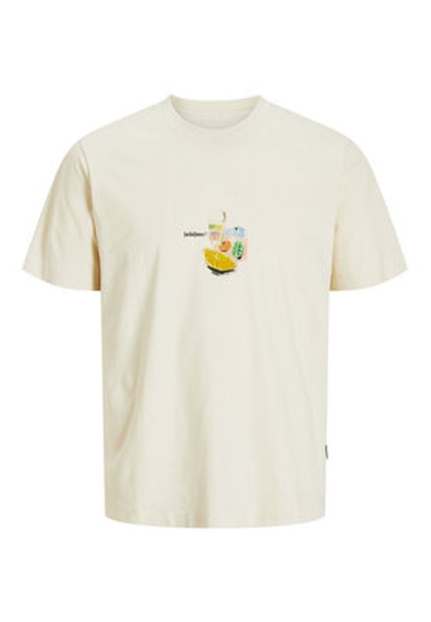 Jack & Jones - Jack&Jones T-Shirt Varenna 12273162 Beżowy Regular Fit. Kolor: beżowy. Materiał: bawełna