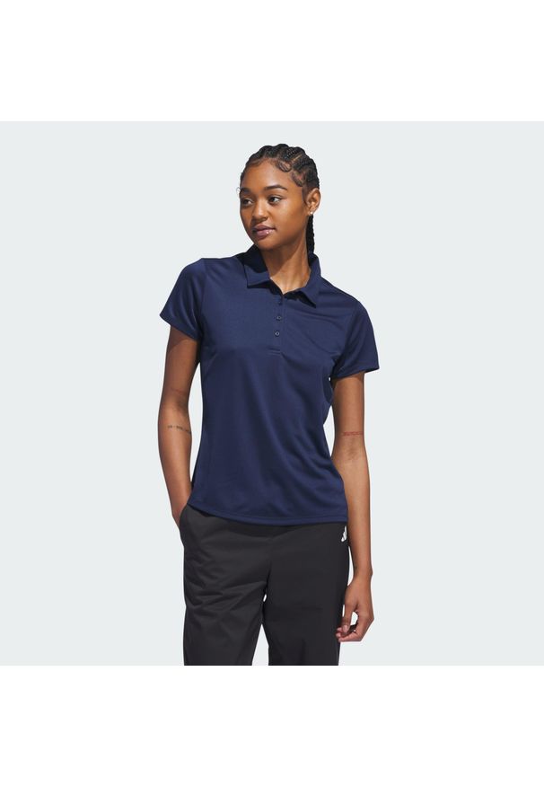 Adidas - Koszulka polo Women's Solid Performance Short Sleeve. Typ kołnierza: polo. Kolor: niebieski. Materiał: materiał. Styl: klasyczny