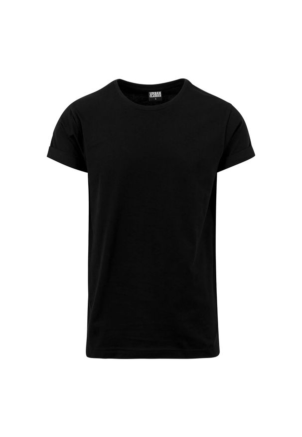 Urban Classics - T-shirt Męski Z Podwiniętym Rękawem. Kolor: czarny. Sport: turystyka piesza