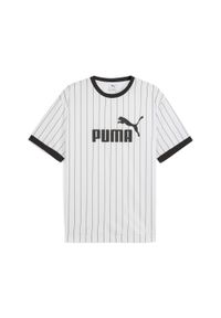 Puma - Męska koszulka Essentials w paski PUMA White. Kolor: biały. Wzór: paski. Sport: fitness