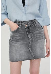 Miss Sixty spódnica jeansowa kolor szary mini prosta. Kolor: szary. Materiał: jeans