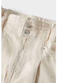 mango - Mango szorty jeansowe Ares damskie kolor beżowy gładkie high waist. Okazja: na co dzień. Stan: podwyższony. Kolor: beżowy. Materiał: jeans. Wzór: gładki. Styl: casual #3