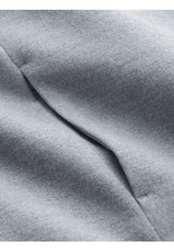 Ombre Clothing - Płaszcz męski z wysokim kołnierzem i asymetrycznym zapięciem – szary melanż V1 OM-COWC-0120 - XXL. Okazja: na co dzień. Typ kołnierza: kołnierzyk stójkowy. Kolor: szary. Materiał: materiał, syntetyk, poliester, włókno, wiskoza. Długość: długie. Wzór: melanż. Styl: elegancki, wizytowy, casual