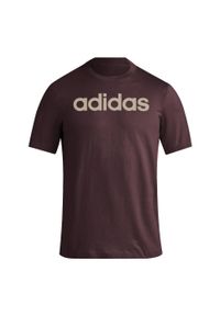 Adidas - Essentials Single Jersey Linear Embroidered Logo Tee. Kolor: brązowy. Materiał: jersey