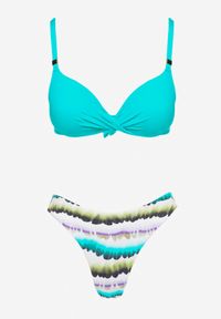 Renee - Jasnozielone Bikini Majtki Figi Ozdobione Nadrukiem i Biustonosz Natinalia. Kolor: zielony. Wzór: aplikacja, nadruk