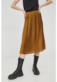 Fila spódnica kolor brązowy midi rozkloszowana. Kolor: brązowy. Materiał: materiał