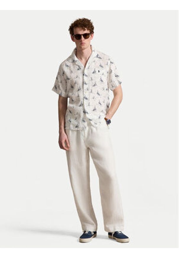 Polo Ralph Lauren Koszula 710B18630001 Biały Regular Fit. Typ kołnierza: polo. Kolor: biały. Materiał: len