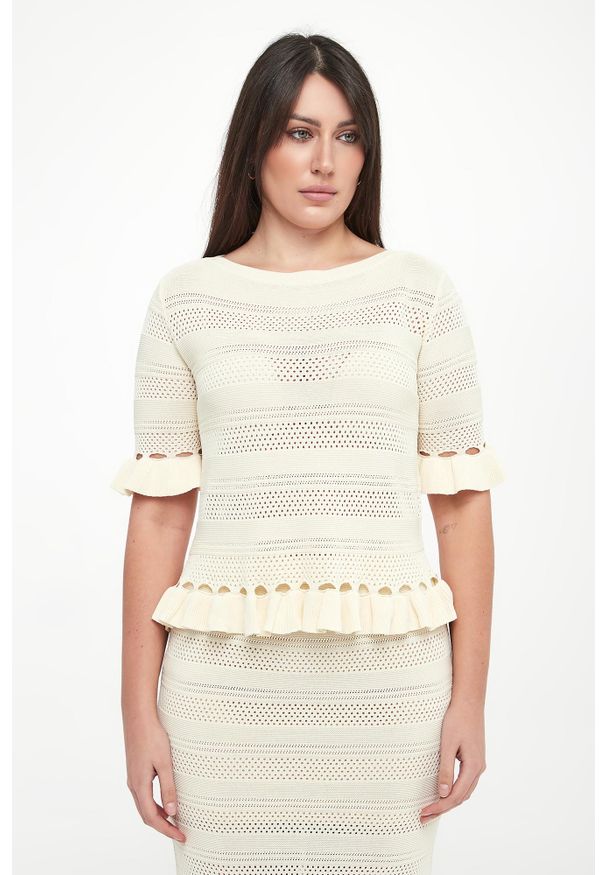 Twinset Milano - Sweter damski ażurowy TWINSET. Wzór: ażurowy