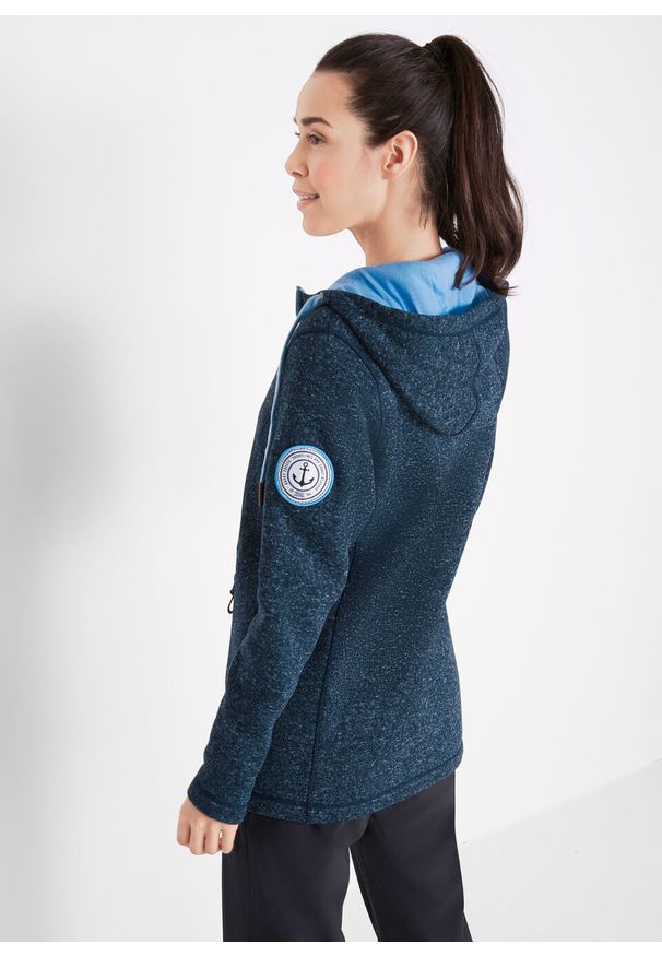 Bluza rozpinana z polaru, długi rękaw bonprix ciemnoniebiesko-błękitny. Kolor: niebieski. Materiał: polar. Długość rękawa: długi rękaw. Długość: długie