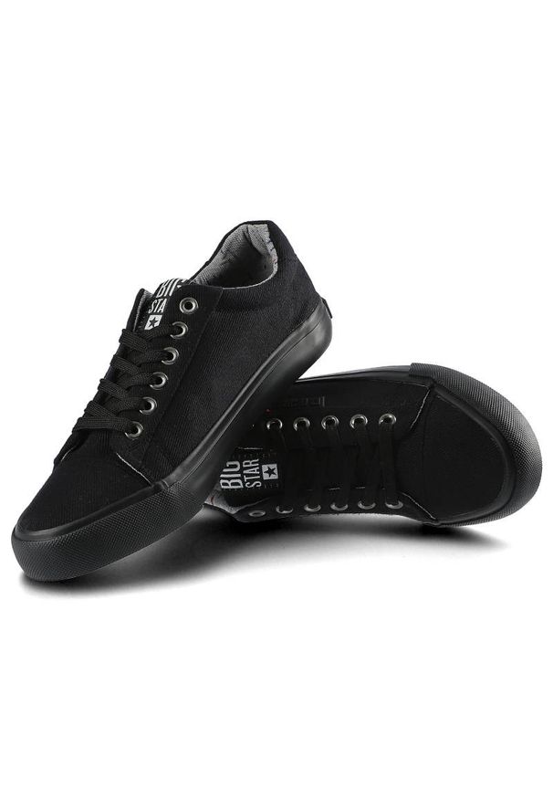 Big-Star - Czarne Trampki Big Star Damskie Wygodne Półbuty. Okazja: na co dzień. Wysokość cholewki: przed kostkę. Kolor: czarny. Materiał: materiał, guma. Szerokość cholewki: normalna. Wzór: kolorowy, kropki, napisy. Styl: casual, elegancki, klasyczny