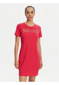 Just Cavalli Sukienka codzienna 78PAOE15 Różowy Regular Fit. Okazja: na co dzień. Kolor: różowy. Materiał: bawełna. Typ sukienki: proste. Styl: casual