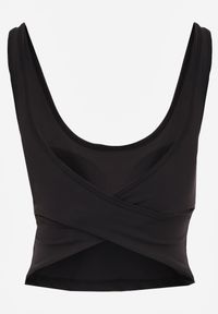 Renee - Czarny Top Sportowy z Dekoltem i Skrzyżowanymi Paskami na Plecach Helynore. Kolor: czarny. Długość rękawa: na ramiączkach. Wzór: paski. Styl: sportowy #6