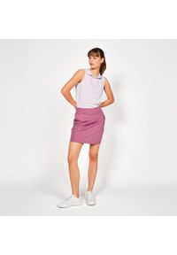 INESIS - Koszulka polo do golfa bez rękawów damska Inesis WW500. Typ kołnierza: golf, polo. Kolor: fioletowy. Materiał: materiał, elastan, poliester. Długość rękawa: bez rękawów. Styl: sportowy, elegancki
