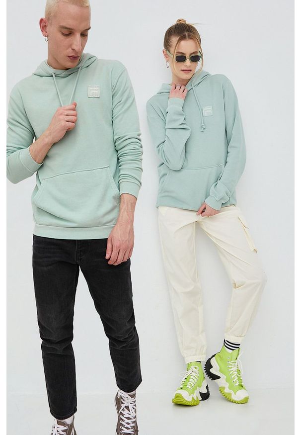 Fila bluza Bouillon kolor zielony z kapturem gładka. Typ kołnierza: kaptur. Kolor: zielony. Materiał: dzianina. Wzór: gładki