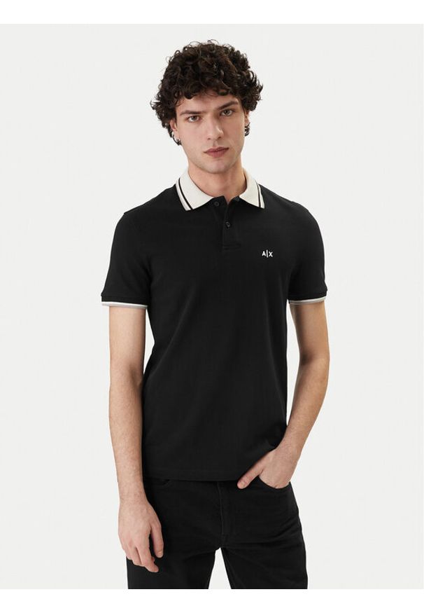 Armani Exchange Polo XM002350 AF10366 UC001 Czarny Regular Fit. Typ kołnierza: polo. Kolor: czarny. Materiał: bawełna