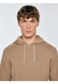 Big-Star - Sweter męski z kapturem beżowy Hoodsy 805. Typ kołnierza: kaptur. Kolor: beżowy. Materiał: jeans. Styl: klasyczny #5