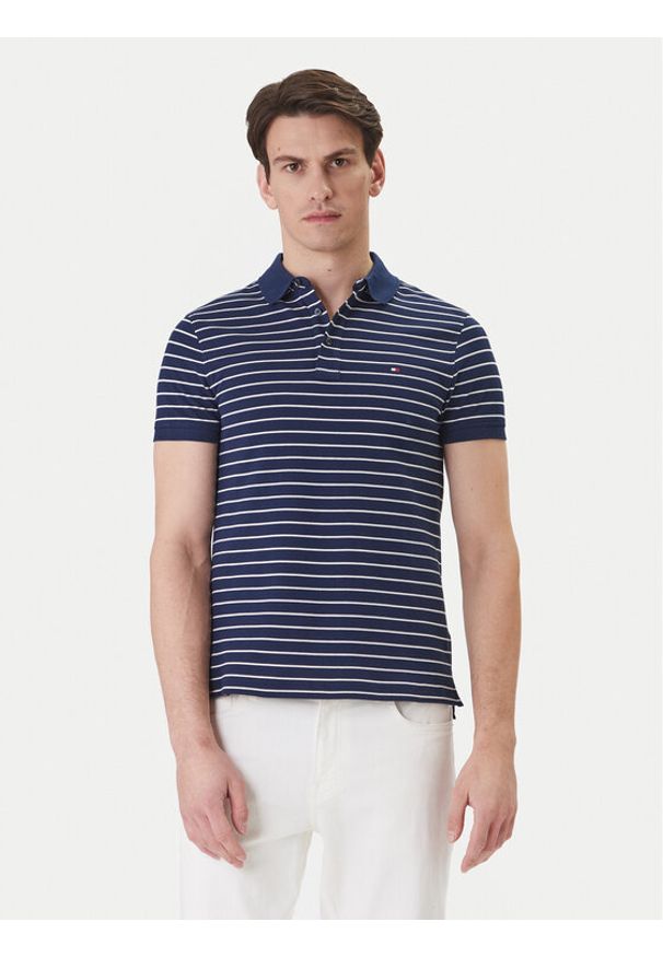 TOMMY HILFIGER - Tommy Hilfiger Polo 1985 MW0MW17771 Granatowy Slim Fit. Typ kołnierza: polo. Kolor: niebieski. Materiał: bawełna
