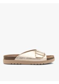 Ryłko - Platynowe klapki damskie płaskie. Kolor: szary. Materiał: syntetyk. Sezon: lato. Styl: elegancki #1