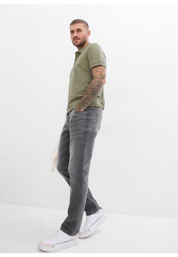 bonprix - Dżinsy regular fit ze stretchem, straight. Kolor: szary