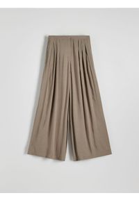 Reserved - Szerokie spodnie z wiskozy - brązowy. Kolor: brązowy. Materiał: wiskoza
