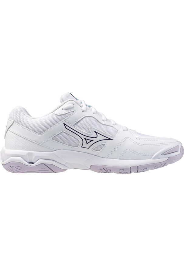Damskie buty halowe Mizuno Wave Phantom. Zapięcie: sznurówki. Kolor: wielokolorowy, niebieski, biały. Materiał: tkanina, materiał, syntetyk. Szerokość cholewki: normalna. Model: Mizuno Wave. Sport: piłka ręczna