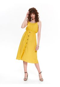 TOP SECRET - Sukienka damska gładka. Kolor: żółty. Wzór: gładki. Typ sukienki: koszulowe #2