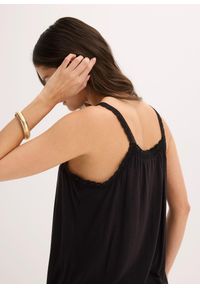 bonprix - Top z lejącej wiskozy. Kolor: czarny. Materiał: wiskoza, koronka. Długość rękawa: na ramiączkach #3