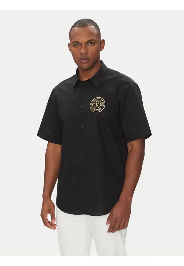 Versace Jeans Couture Koszula 78GALY11 Czarny Regular Fit. Kolor: czarny. Materiał: bawełna