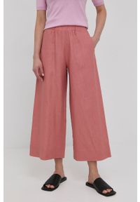 Max Mara Leisure spodnie lniane damskie kolor różowy szerokie high waist. Stan: podwyższony. Kolor: różowy. Materiał: len #1