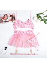 Intica - Komplet bielizny z delikatnymi zdobieniami na każdą okazję Idalina. Kolor: różowy. Materiał: materiał. Wzór: aplikacja