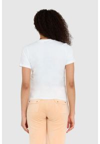 Juicy Couture - JUICY COUTURE Biały t-shirt damski z diamentowym logo. Kolor: biały #4