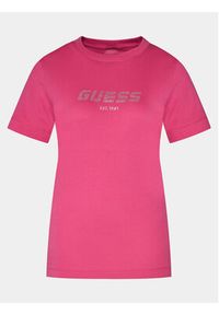 Guess T-Shirt Eleanora V4RI10 K8HM4 Różowy Regular Fit. Kolor: różowy. Materiał: bawełna