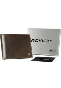 ROVICKY - Portfel skórzany Rovicky N01-RVT-3173 brązowy. Kolor: brązowy. Materiał: skóra