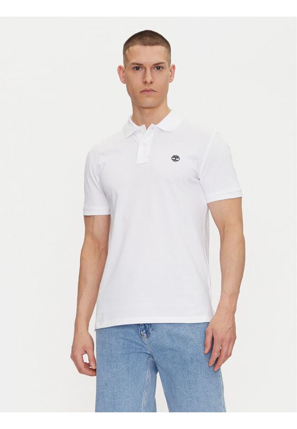 Timberland Polo TB0A6VDP Biały Regular Fit. Typ kołnierza: polo. Kolor: biały. Materiał: bawełna