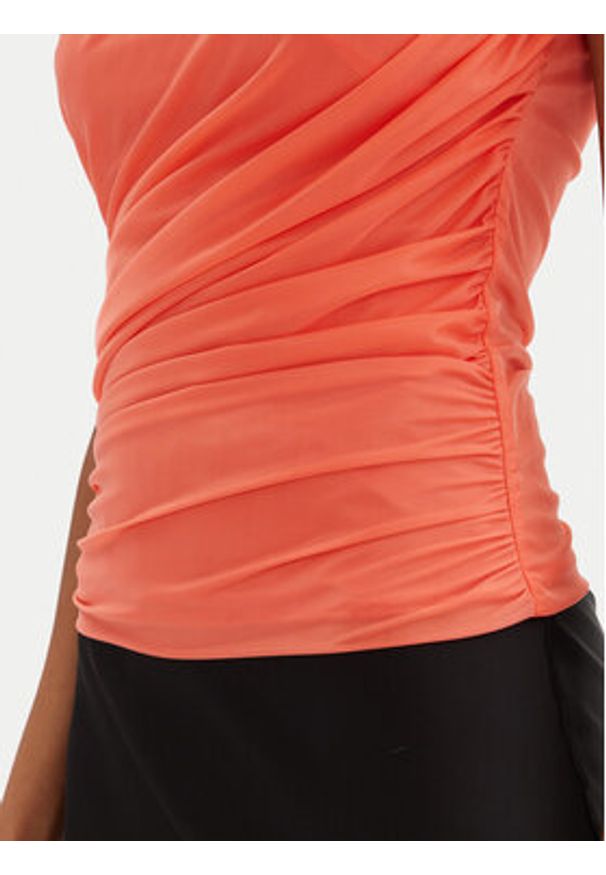 Pinko - PINKO Top 105048 A2F1 Koralowy Slim Fit. Kolor: pomarańczowy. Materiał: syntetyk
