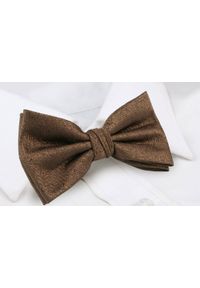 Męska Mucha w Komplecie z Poszetką - Chattier - Brązowa. Kolor: brązowy, beżowy, wielokolorowy. Styl: sportowy, elegancki #4