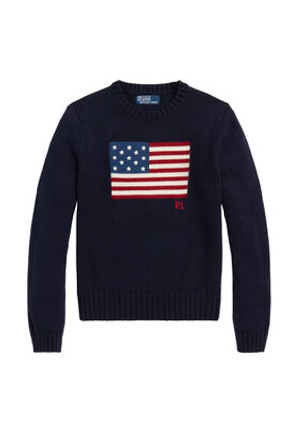 Polo Ralph Lauren Sweter 211896939001 Granatowy Regular Fit. Typ kołnierza: polo. Kolor: niebieski. Materiał: bawełna