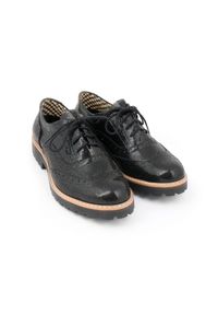 Zapato - półbuty - skóra naturalna - model 258 - kolor czarny błyszczący. Nosek buta: okrągły. Zapięcie: sznurówki. Kolor: czarny. Materiał: skóra. Wzór: kolorowy. Sezon: lato. Obcas: na obcasie. Styl: klasyczny, elegancki. Wysokość obcasa: niski #3